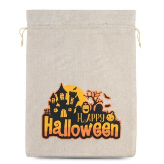 Woreczek Halloween Jutowy 30 x 40 cm - Naturalny Jasny - Idealny na Słodkości