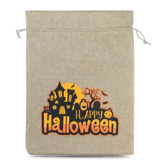 Woreczek Halloweenowy z Juty, 40 x 55 cm - Naturalny, Idealny na Podziękowania Weselne