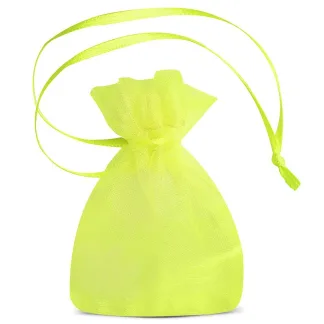 25 szt. Woreczki z organzy 7 x 9 cm (SDB) - zielone neonowe
