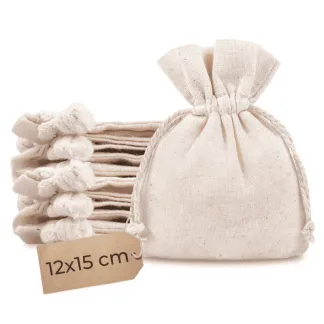 1. Wytrzymałe Woreczki Bawełniane 12x15 cm - Idealne na Prezenty i Organizację Domu - 10 szt.