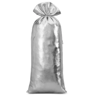 Elegancki Woreczek Metaliczny Srebrny 16x37cm - Idealny na Prezenty