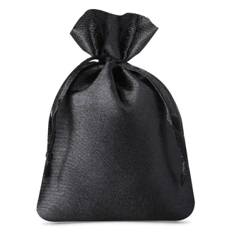 1. Eleganckie Woreczki Satynowe - Czarne, 10 sztuk, 10x13 cm - Idealne na Prezenty