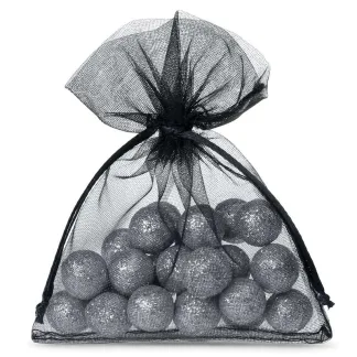 Woreczki z organzy - elegancja i funkcjonalność w jednym (25 szt., 10x13 cm, kolor czarny)
