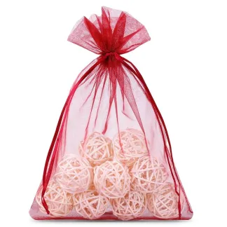 1. Woreczki z organzy bordowe 12x15 cm - eleganckie opakowanie na prezenty (25 szt.)