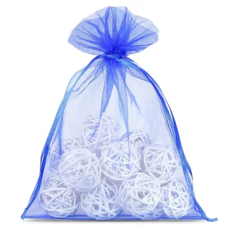1. Niebieskie Woreczki z Organzy 12x15 cm - Idealne na Prezenty i Bibeloty (25 szt.)