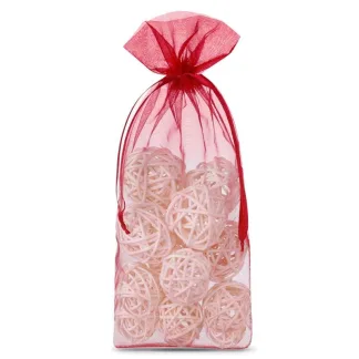 1. Eleganckie Woreczki z Organzy Bordowe 15x33 cm - Idealne na Prezenty i Dekoracje, 10 sztuk