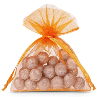 1. Zestaw 25 szt. Pomarańczowych Woreczków z Organzy 6x8 cm - Idealne na Podziękowania Weselne