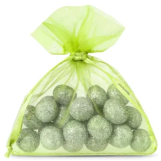 25 szt. Woreczki z organzy 7 x 9 cm - zielone