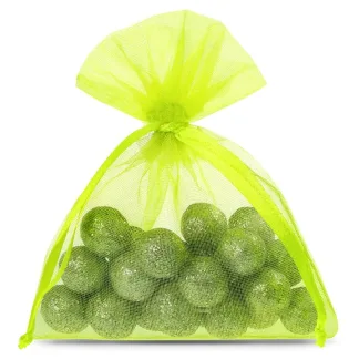 25 szt. Woreczki z organzy 8 x 10 cm - zielone neonowe