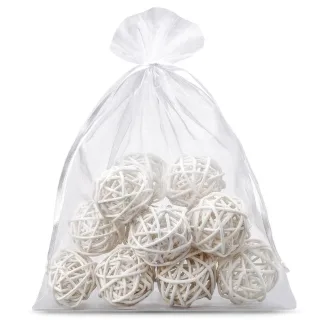 1. Eleganckie Woreczki Organza - 10 szt, Białe, Idealne na Prezenty i Gadżety Reklamowe - 22 x 30 cm