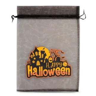 1 szt. Worek Halloween (nr 1) z organzy 30 x 40 cm - czarny