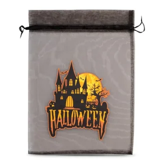 1 szt. Worek Halloween (nr 2) z organzy 40 x 55 cm - czarny