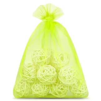 Worki z organzy 22 x 30 cm, 10 szt, zielone neonowe