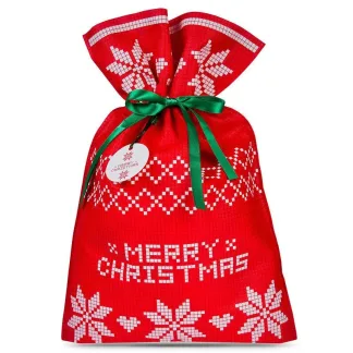 3 szt. Worki z fizeliny (nonwoven) 20 x 30 cm, świąteczny nadruk