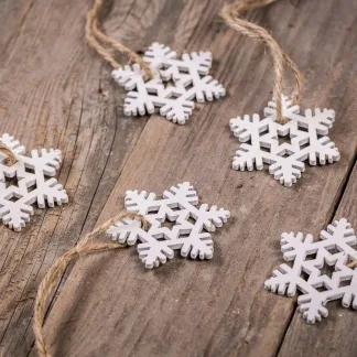 5 szt. Drewniane gwiazdki 4,5 x 5 cm - białe