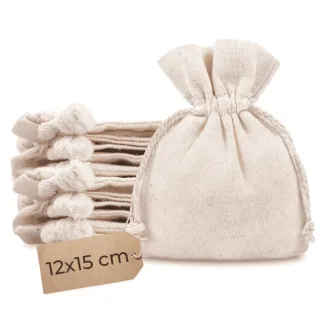 Woreczki bawełniane 12 x 15 cm - naturalne opakowania, zestaw 10 szt.