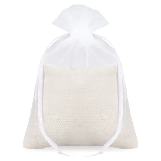 Woreczki à la lniane z organzą 10x13 cm - 10 szt - lekkość i prostota w eleganckim wydaniu
