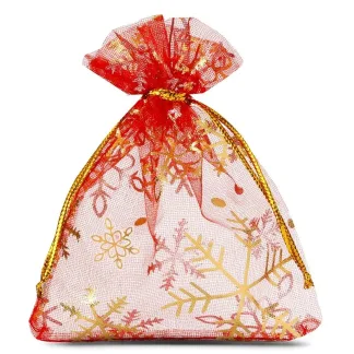 10 szt. Woreczki z organzy 10 x 13 cm - Boże Narodzenie