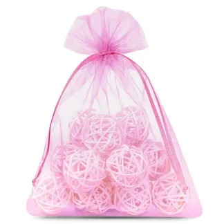 25 szt. Woreczki z organzy 12 x 15 cm - różowe