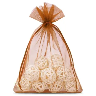 25 szt. Woreczki z organzy 13 x 18 cm - brązowe