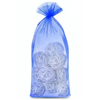 Niebieskie woreczki z organzy 16 x 37 cm, 10 szt - stylowe opakowanie na butelki i zestawy