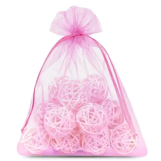5 x duże worki z organzy 30 x 40 cm w różowym kolorze - eleganckie i funkcjonalne