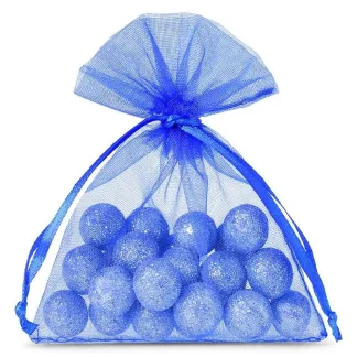 Małe woreczki z organzy 6 x 8 cm niebieskie, 25 szt - na biżuterię