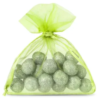 Zielone woreczki z organzy 7 x 9 cm, 25 szt - idealne na upominki