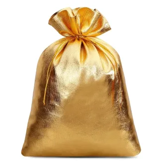 Złote worki na prezenty 22 x 30 cm - gotowe opakowanie premium, 5 szt.